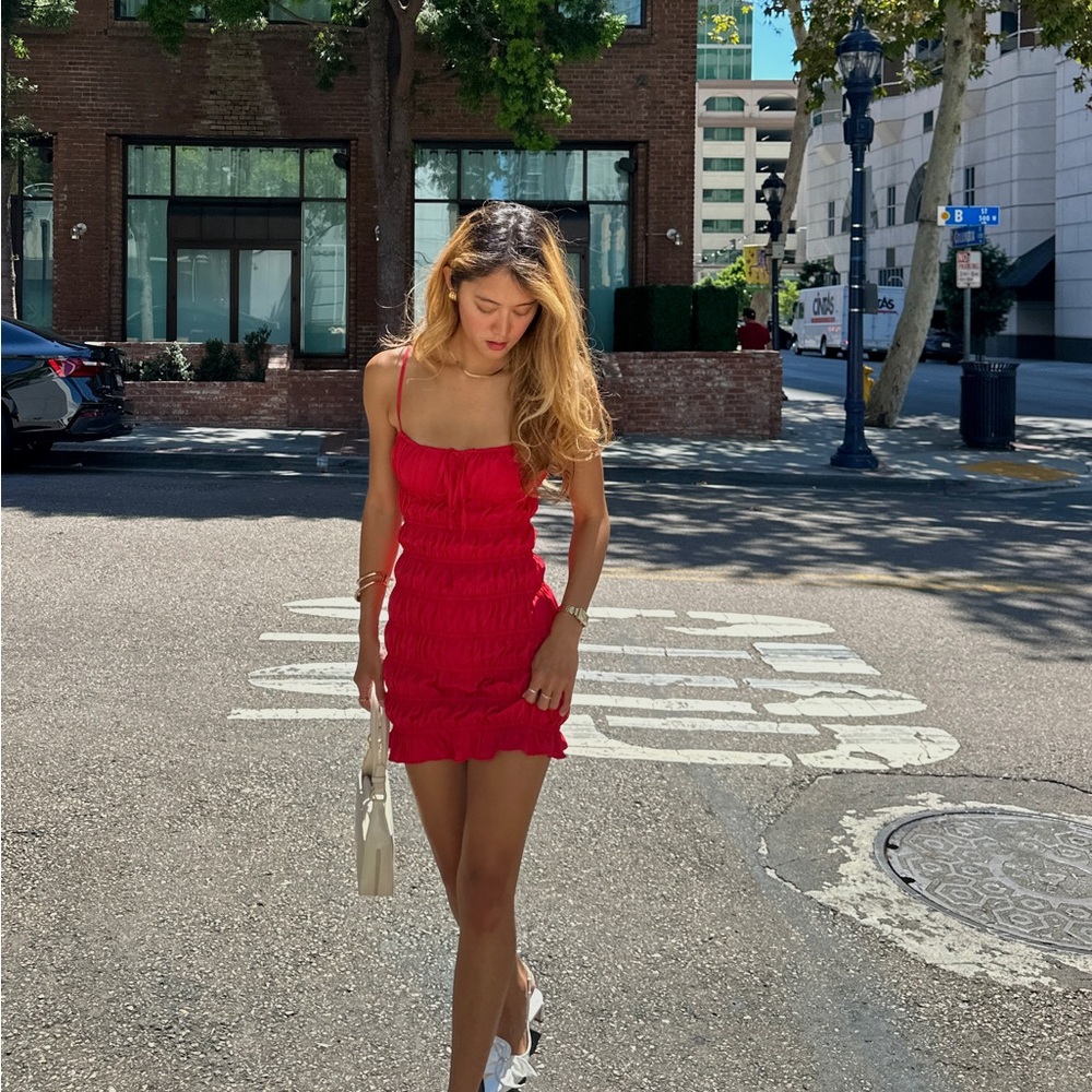 Peppermayo Red Bodycon Mini Dress Spaghetti Strap